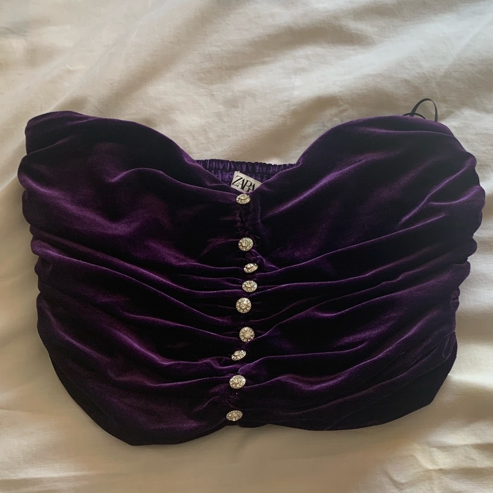 ✨ZARA VELVET TUBE TOP SIZE XS✨